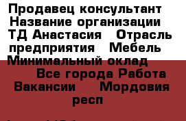 Продавец-консультант › Название организации ­ ТД Анастасия › Отрасль предприятия ­ Мебель › Минимальный оклад ­ 20 000 - Все города Работа » Вакансии   . Мордовия респ.